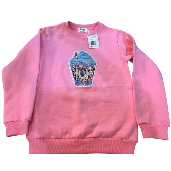 🪩Lola And the Boys- Peachy YUM Rhinestone Sparkle Sweatshirt Size 14 youth*NEW*